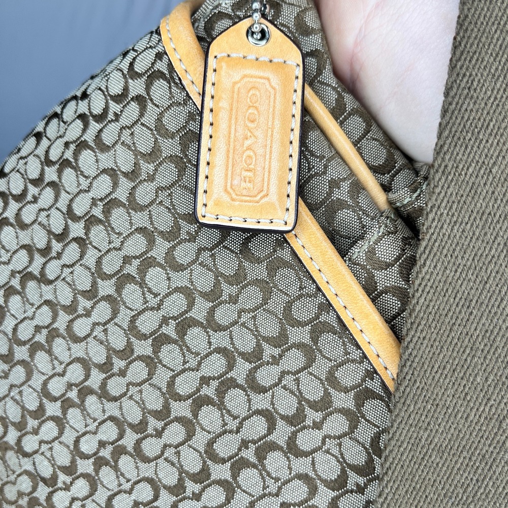 Coach Messenger Bag Crossbody Satchel‎ Signature Canvas Leather Trim - Picture 6 of 13